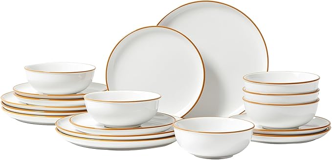VEVOR Dinnerware Set Service for 6 (18 PCS) Round Plates and Bowls Sets Scratch Resistant Ceramic Dinner Ware Dishwasher and Microwave Suitable Kitchen Dish for Dessert Salad Soup Pasta White