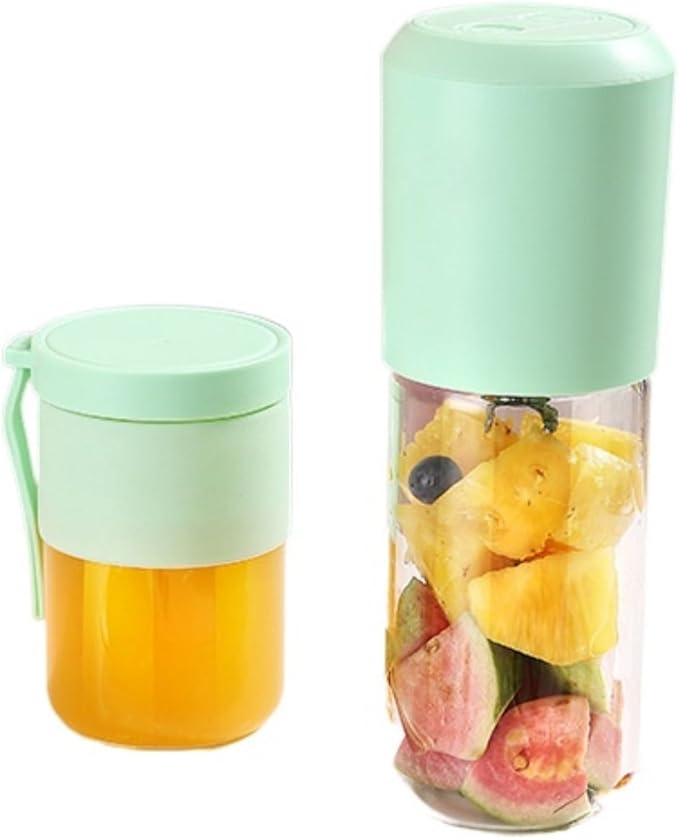 400ml glass juicer | 1500mAh long battery life 40s fresh juice | 304 steel blade with six blades for crushing ice | portable for home office and outdoor use (green2)