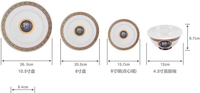 European Style Dinnerware Set Service for 4 Bone China Dinnerware Sets Unbreakable Porcelain Dinner Sets Coffee Cup and Saucer Tableware Set Steak Dinner Plates Dish Set Blue Song-2