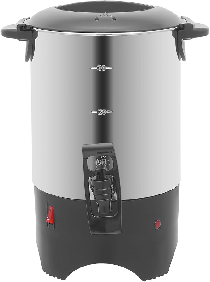 Commercial Coffee Urn Stainless Steel Large Coffee Dispenser 1000w 110v Electric Coffee Maker Urn For Quick Brewing Hot Water Urn W/Handles For Offices Parties Catering (Silver 5L)