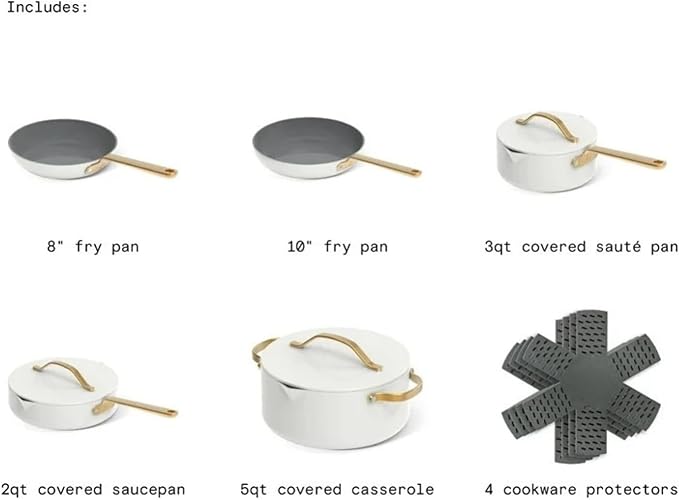 12-Piece Ceramic Nonstick Cookware Set Pots and Pans with Strainer Lids (White Icing)