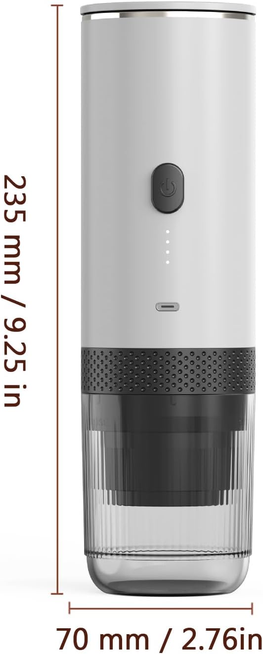 Coffee Maker Electric Espresso Maker with Powder Box &amp NS Capsule Box 2 In 1 Design Easy To Operate Portable Espresso Machine for Home Office Travel (7500mAh 80ml) (White)