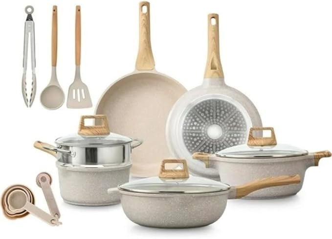 14 Piece Nonstick Granite Cookware &amp Kitchen Set