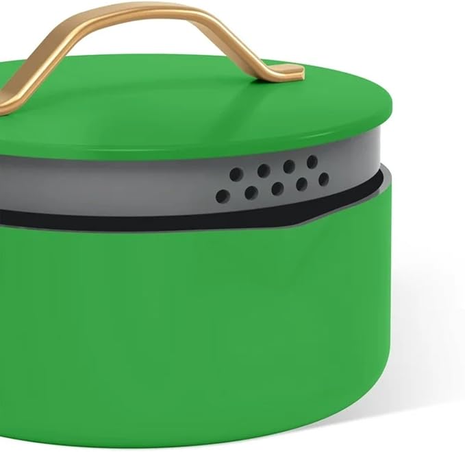 12-Piece Ceramic Nonstick Cookware Set Pots and Pans with Strainer Lids (Kelly Green)
