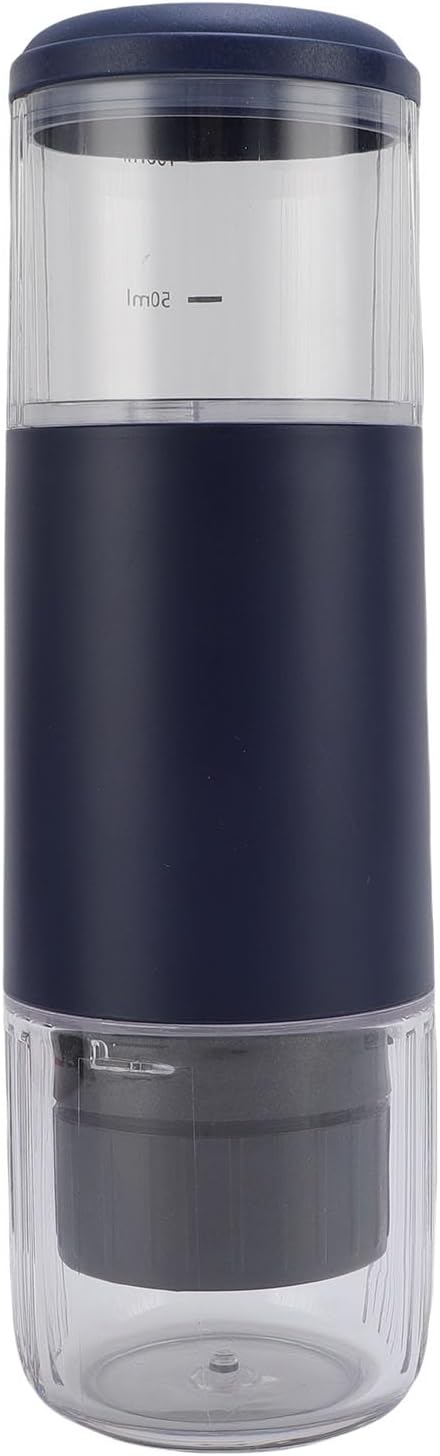 SUNGOOYUE Portable Coffee Maker Rechargeable 2500mAh Battery with Type C Cable and Coffee Grounds Basket for Travel Camping Hiking Fishing Picnic and Office Use (Navy Blue)