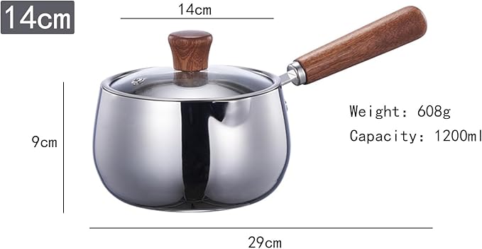 3-Piece Stainless Steel Cookware Set – Titanium Non-Stick Frying Pan with Lid Wooden Handle Milk Pot &amp SUS316 BBQ Tongs – Perfect for Home Kitchen Camping &amp Grilling