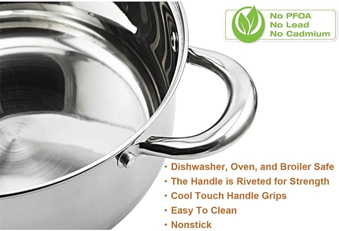 Stainless Steel Pots and Pans Set with Pan Cookware Set with Lid Frying Pan 5 Piece Kitchen Cookware Set
