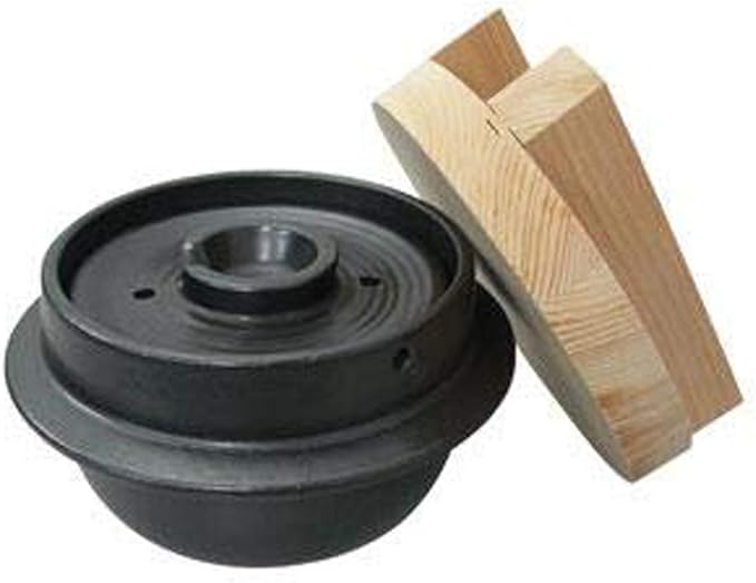 Japanese Rice Cooker Donabe Clay Pot Set 3 Go (3 Cups) Includes Hinoki Rice Scoop