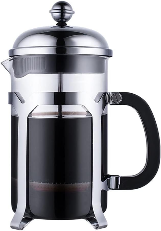 French Press Coffee Maker Large 800ML Manual Coffee &amp Tea Press Stainless Steel Housing 304 Stainless Steel Filtration System Cold Brew Heat Resistant Borosilicate Glass for Camping Travel