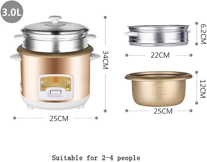 Rice Cooker Household Non-Stick Rice Cooker Warm Function One-Key Cooking for 1-5 People (2L) ()