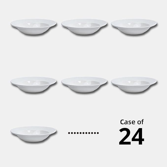 Stoneware Wide Rim Commercial Grade Dinnerware Bright White Soup/Pasta Bowl 9 Capacity 10oz Case of 24