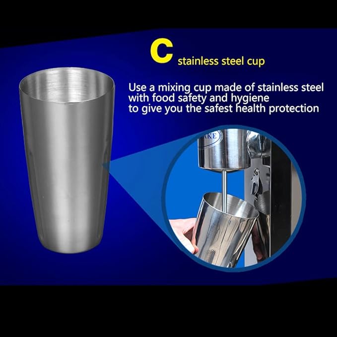 Electric Milk Shaker Machine Milkshake Maker 2 Speed Professional Drink Mixer Stainless Steel Classic Milk Shake Mixer Machine Smoothie And Drink Stand Mixer With 750 Ml Capacity Mixer Cup 180 W