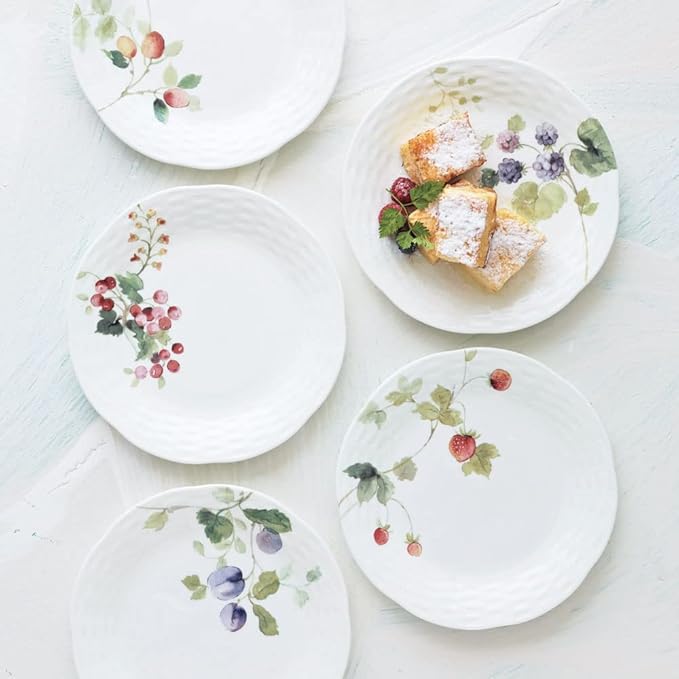 Narumi 96010-21901P Lucy Garden Assorted Plate Set Diameter 6.7 inches (17 cm) Set of 5 Microwave Warm Dishwasher Safe