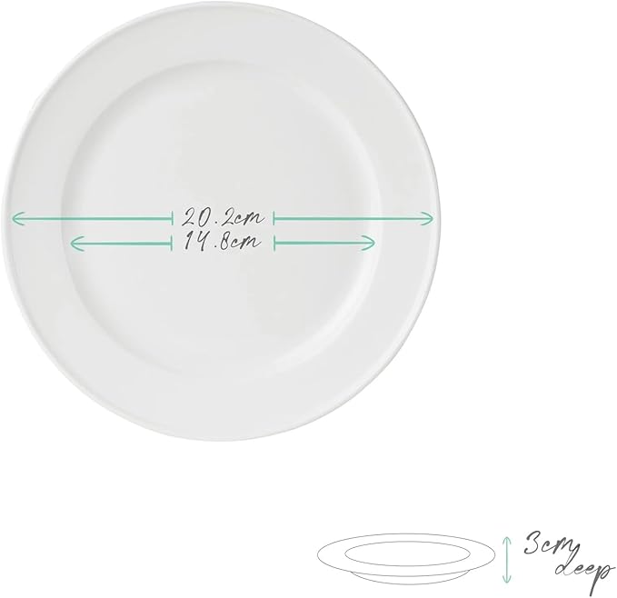 Anders and White 'Classica' - White Ethical Bone China Dinner Set. 12 Pieces Dinnerware Set. Contains 4X Dinner Plates Side Plates and Bowls. Vegan Friendly.