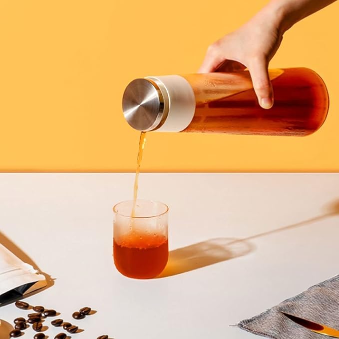 Iced Drip Coffee Maker Airtight Cold Brew Iced Coffee MakerCone Borosilicate Glass Tea Maker400Ml Fruit Teapot with Pp Material 300 Mesh Filter Reusable