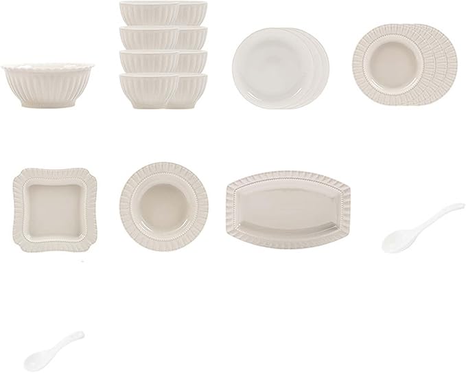 Elegant Ceramic Dinnerware Set High-Grade Gray Plates Bowls and Dishes for Family Use Complete Tableware Set Modern Design Dishwasher &amp Microwave Safe