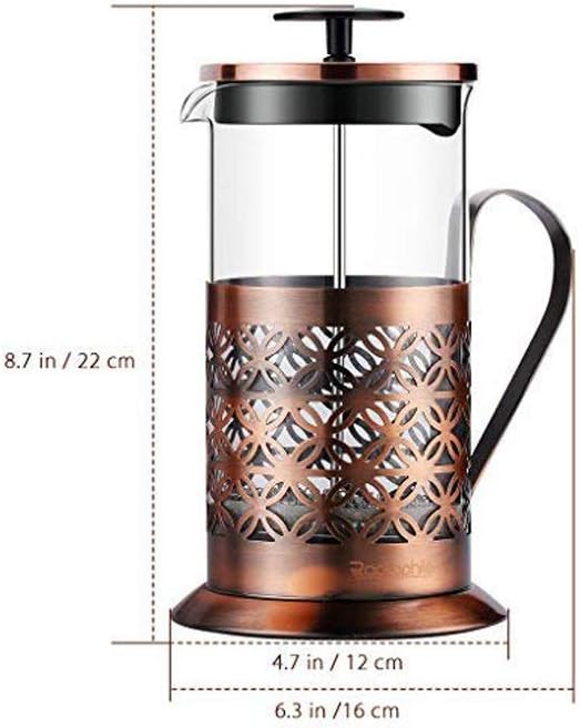 French Press Stamp Pot Coffee Maker Double Walled French Press Coffee Maker Made of Glass Incl. Stainless steel coffee filter