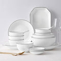 19-Pieces Dinnerware Sets Bone China Porcelain Tableware Set with Plates Bowls and Dish Ceramic Dinner Set for Home Kitchen and Dinning Microwave Dishwasher Safe