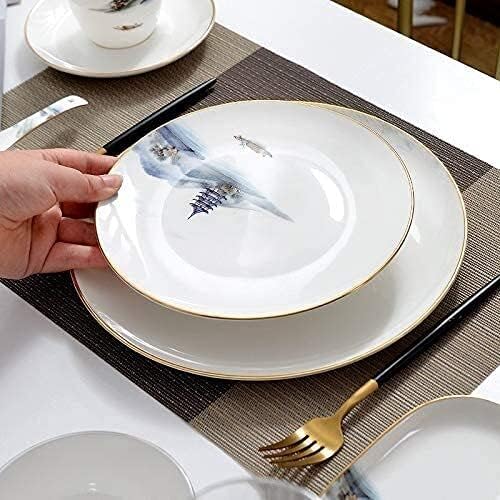Elegant Dinnerware Set Dinner Plates Bowls Set Household Dinnerware Set Ceramic Bowls And Plates Cups And Saucers Chinese-Style Hotel Tableware Set Clear Water And Sk