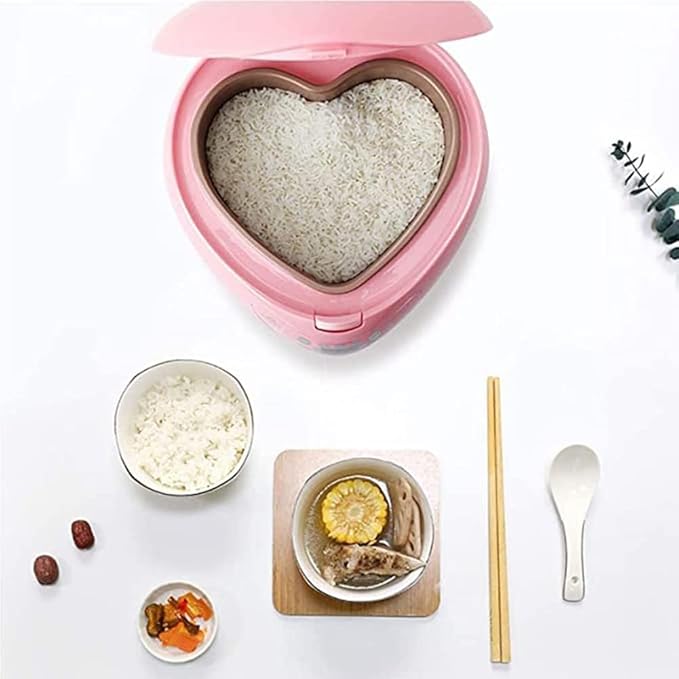 Heart-Shaped Smart Rice Cooker - 300W 1.8L Capacity (1-3 People) with Non-Stick Pot &amp Constant Temperature Insulation(Color:Red)