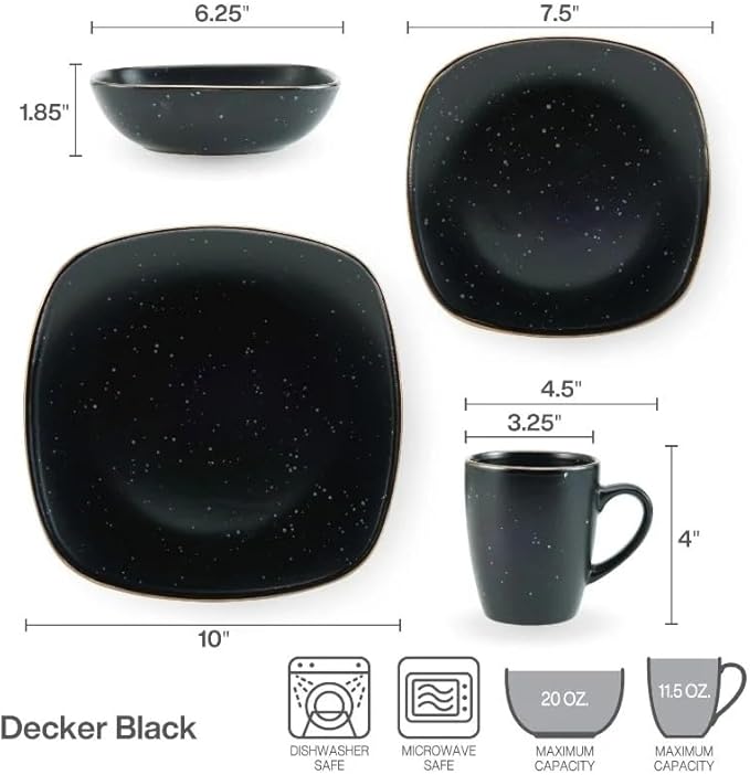 16-pieces Dinnerware Sets Ceramic Dish Set Plates and Bowls for 4 Stackble Bowl Snd Plate