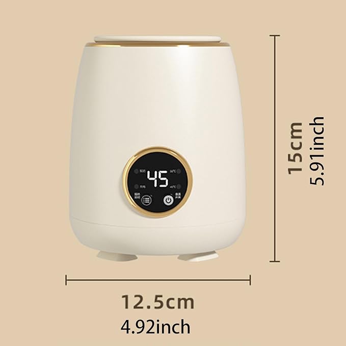 Electric Milk Bottle Shaker with LED Display Portable Adjustable Milk Blender for Night Shopping Camping Daily Use White(Cream Yellow)