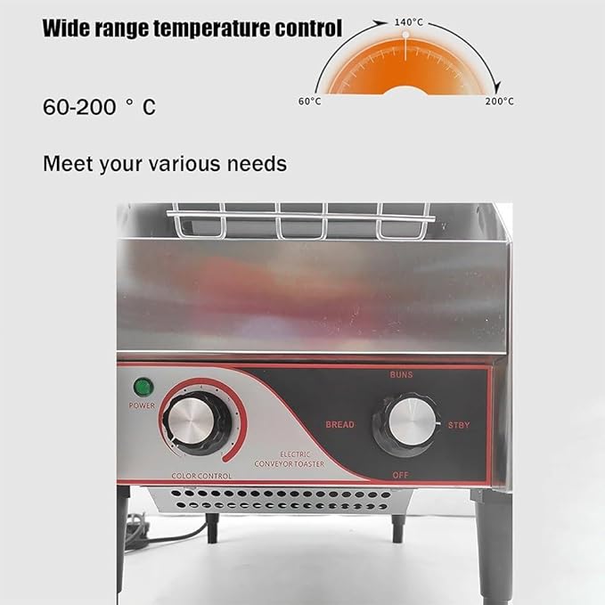 Commercial Conveyor Toaster Oven – High-Efficiency Drawer Toaster (150/300/450 PCS/H) with Dual Heating Tubes Stainless Steel Design for Toasting Bread Bagels and Breakfast Foods(300)