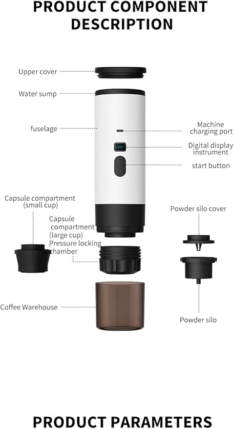 Portable Electric Espresso Coffee Maker Rechargeable Capsule Machine 90ML Tank 120ML Cup 5 Colors (Pearl white standard plate without bracket velvet bag)