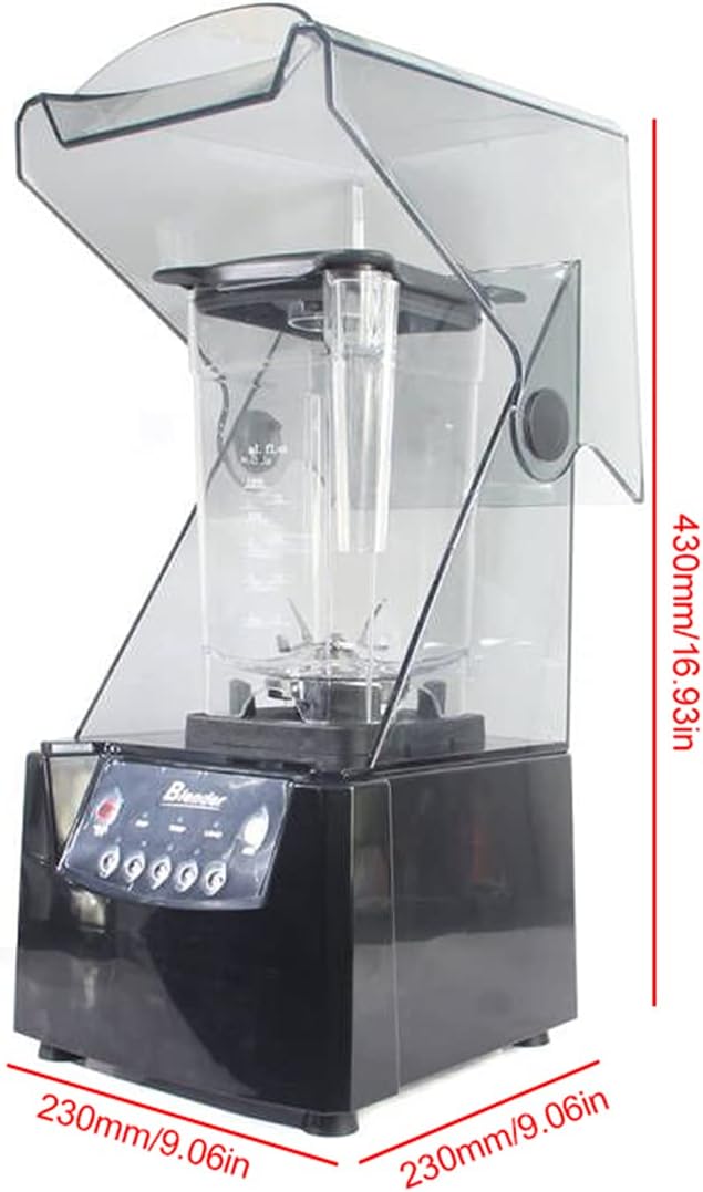 Smoothie Blender 1.8L Commercial Soundproof Hood Blender 110V 2200W Smoothie Machine Juice Maker Vegetables Mixer with Shield Quiet Sound Enclosure for Home Office Restaurant Ice Crush Shakes