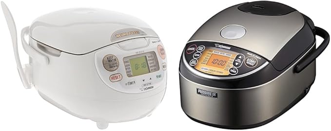 Zojirushi NS-ZCC10 Neuro Fuzzy Cooker 5.5-Cup uncooked rice / 1L White &amp NP-NWC10XB Pressure Induction Heating Rice Cooker &amp Warmer 5.5 Cup Stainless Black Made in Japan