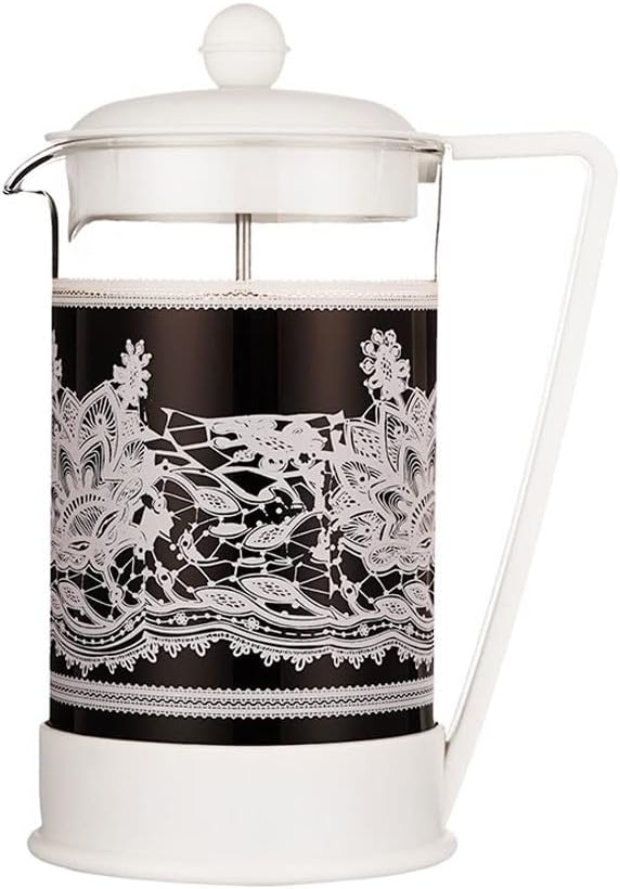 French Press Coffee Maker with Borosilicate Glass Carafe 1000ML White (Color : B)