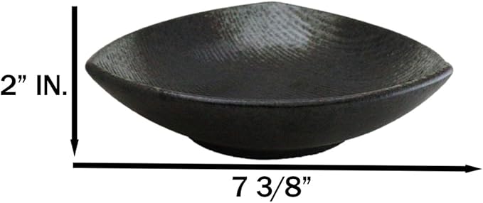 Ebros Gift Artistic Charcoal Grey Tone Hakumu Porcelain Collection Dinnerware Serveware Kitchenware Set Asian Japanese Restaurant Supply (Pack of 5 Appetizer Salad Triangular Deep Serving Plates)