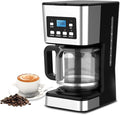 12-Cup Programmable Coffee Maker Regular &amp Strong Brew Drip Coffee Machine for Home and Office Glass Carafe Pause &amp Serve Auto Shut Off Gray &amp Stainless Steel (Black)