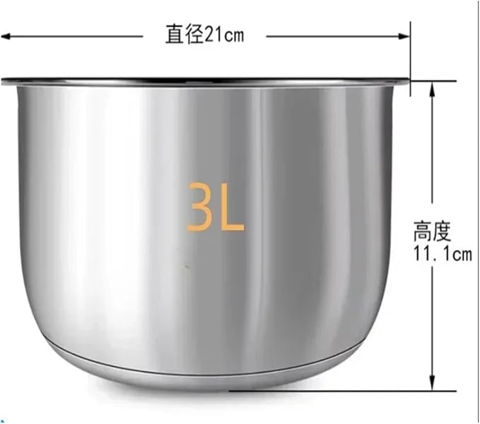 Rice Cooker 304 Stainless Steel Inner Potcompatible For Midea 3L4L5L Thickened FS3010/70 Inner Pot(5L 23.7X14.5)