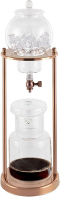 Iced Coffee Cold Brew Drip Tower 600ML Glass Cold Brew Coffee Maker for Home Office Use Iced Tea Maker 6-8 Cups Brewing 4 Hours Gold