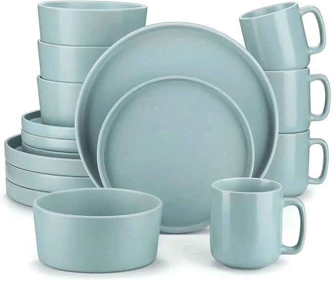 16 PCS Stoneware Tableware Set with Dinner Dessert Plate Bowl MUG for 4 Dinnerware