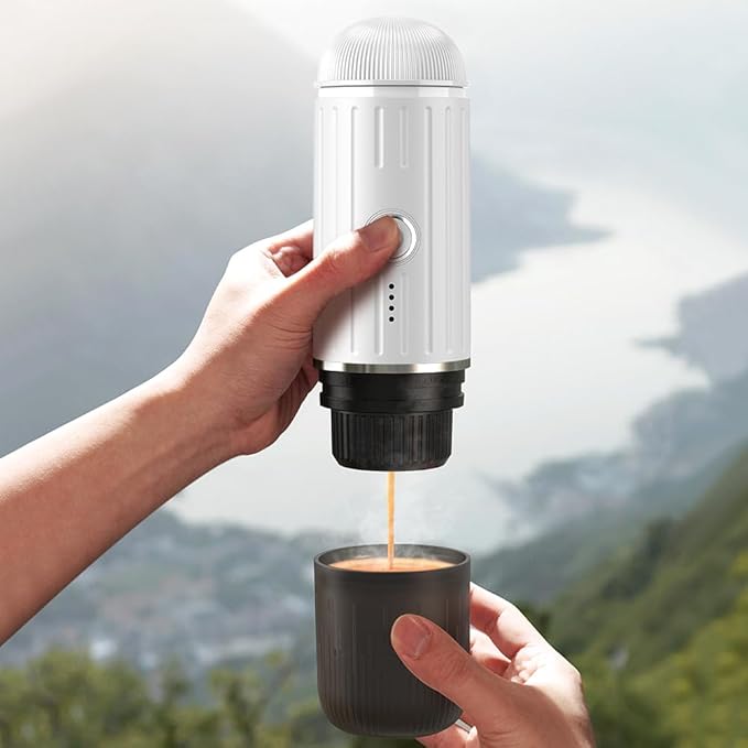 BENFUCHEN Portable Electric Espresso Machine Travel Coffee Maker for Camping On the Go Car Coffee Maker Self-Heating with USB-C With Ground Coffee &amp N Espresso Capsule for RV/Hiking/Office Whi
