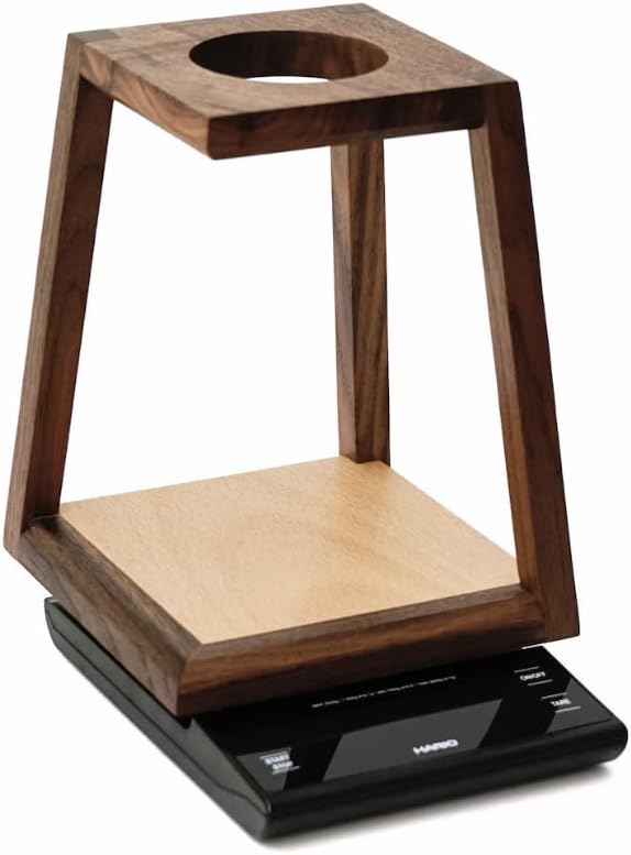 🪵 Minimalist Wooden Pour Over Coffee Dripper Stand – Walnut &amp Beech Wood – Handcrafted Manual Coffee Maker for Daily Brewing Rituals