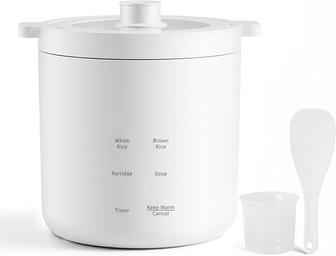olayks Rice Cooker 2 Cup Uncooked Mini Rice Cooker Small Electric Cooker with 4 Cooking Functions 24 Hour Preset Heat Preservation Non-Stick Ceramic Coating for 1-2 People