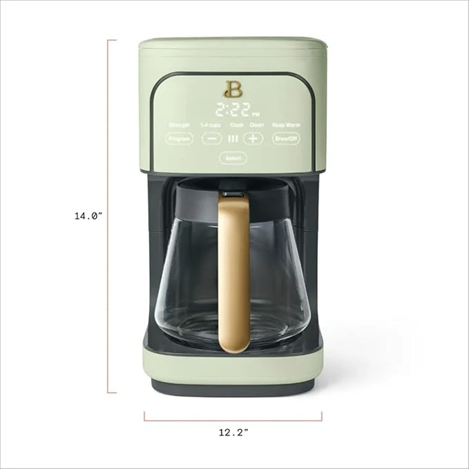 12-Cup Programmable Coffee Maker with 24h Timer &amp Brew Strength Settings Drip Brewer for Rich Flavor (Sage Green)