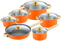 Saucepan SetKitchen Cookware Sets 6 Piece Cookware Set Frying Pan Milk Pan Soup Pot Saucepan Stainless Steel Kitchen Cooking Pot Set Cooking Set Cooking Pots (Orange One Size)