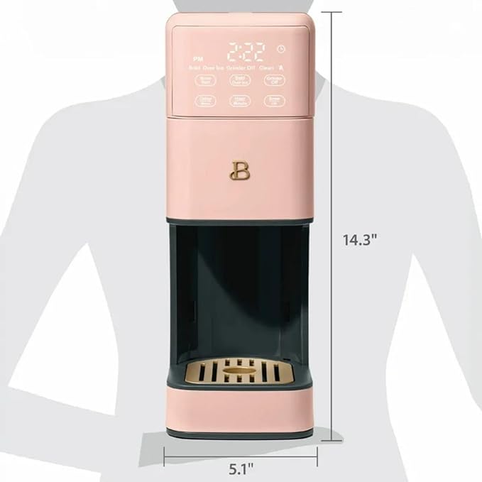 Single Serve Coffee Maker with Built-In Burr Grinder 6 Cup Sizes 3 Strengths and 64oz Reservoir for Custom Brewing (Rose)