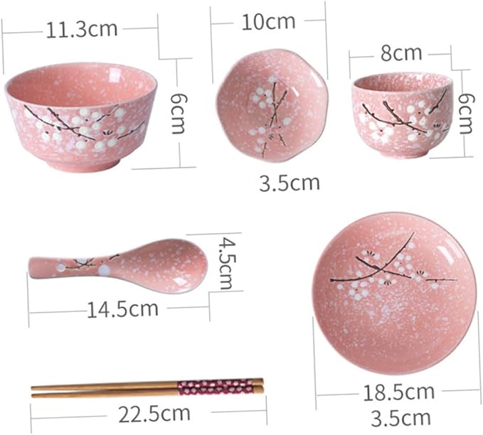 Pink Kitchen Japanese Style Delicate Dinnerware Set Home Tableware Smooth Surface Versatile for Rice Soup