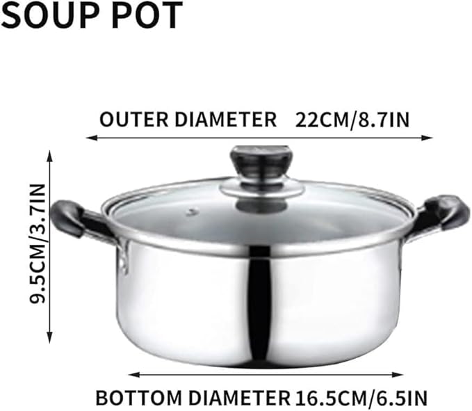 3-Piece Stainless Steel Cookware Set Frying Pan Soup Pot &amp Milk Pan with Glass Lid Induction Compatible and Safe