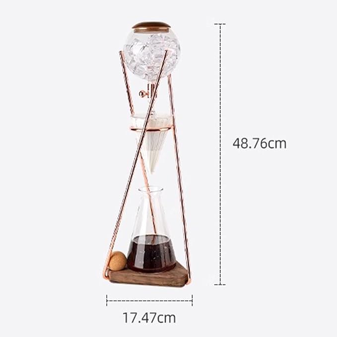 Cold Brew Drip Tower Ice Coffee Maker with Slow Drip Technology Stainless Steel Frame and 500ml Borosilicate Glass Pot for Coffee Lover Makes 3-5 Cups