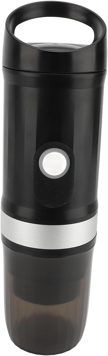 Akozon Portable Electric Coffee Machine 20 Bar Pressure 100W Dual Mode Convenient Handle Rechargeable Travel Coffee Maker Camping Car RV Office (Black)