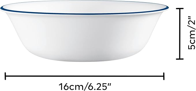Corelle Dinnerware Set (4pc Set Ocean Blues)-Set for 4 | Includes 4 x Cereal/Soup Bowls | 80% Recycled Glass | 3 X More Durable Half the Space &amp Weight of Traditional Ceramic