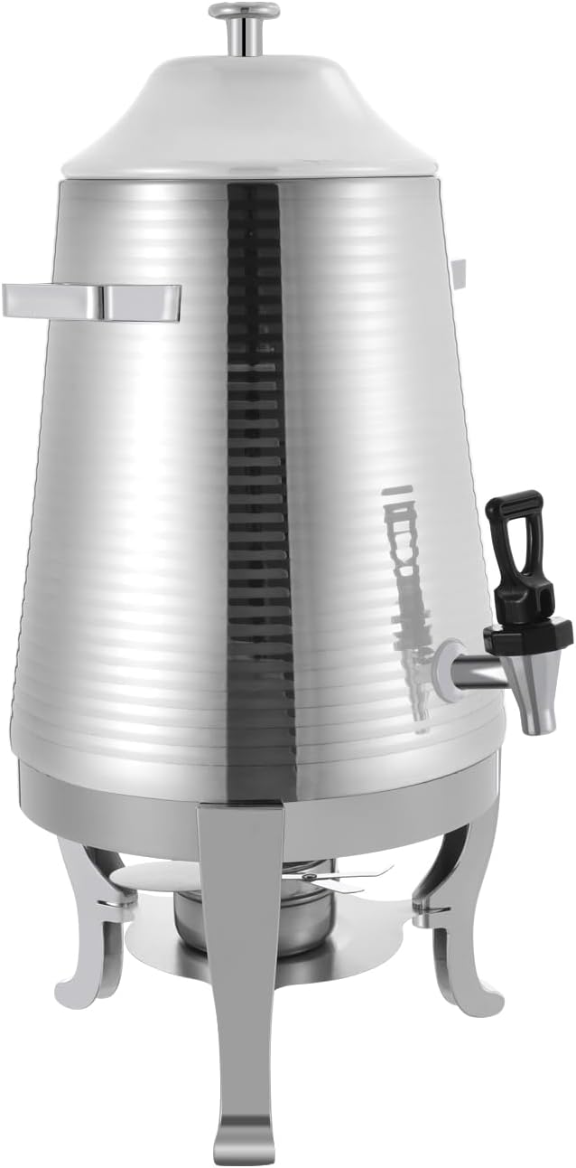 Coffee Urn With Fuel Holder 3.43 Gallon/13L Stainless Steel Beverage Dispensers for Coffee Tea Milk Juice Water Hot Drink Dispenser with Stand Chafer Urn with Spigot for Parties Catering (Silver)