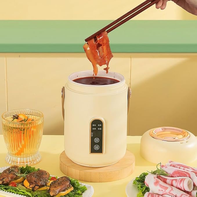 Portable Electric StewpotMultifunction Efficient Heating Mini Rice Cooker for Soup Porridge for Home Kitchen Office (Beige) BTSEURY2z04v7kcsh-12