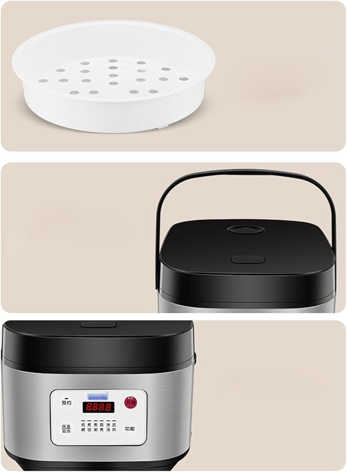 Rice Cookers Household Intelligent Rice Cooker Multifunctional Can Be Booked Steaming Rice Cooker 5L Non-Stick Square Rice Cooker Rice Maker(4L)